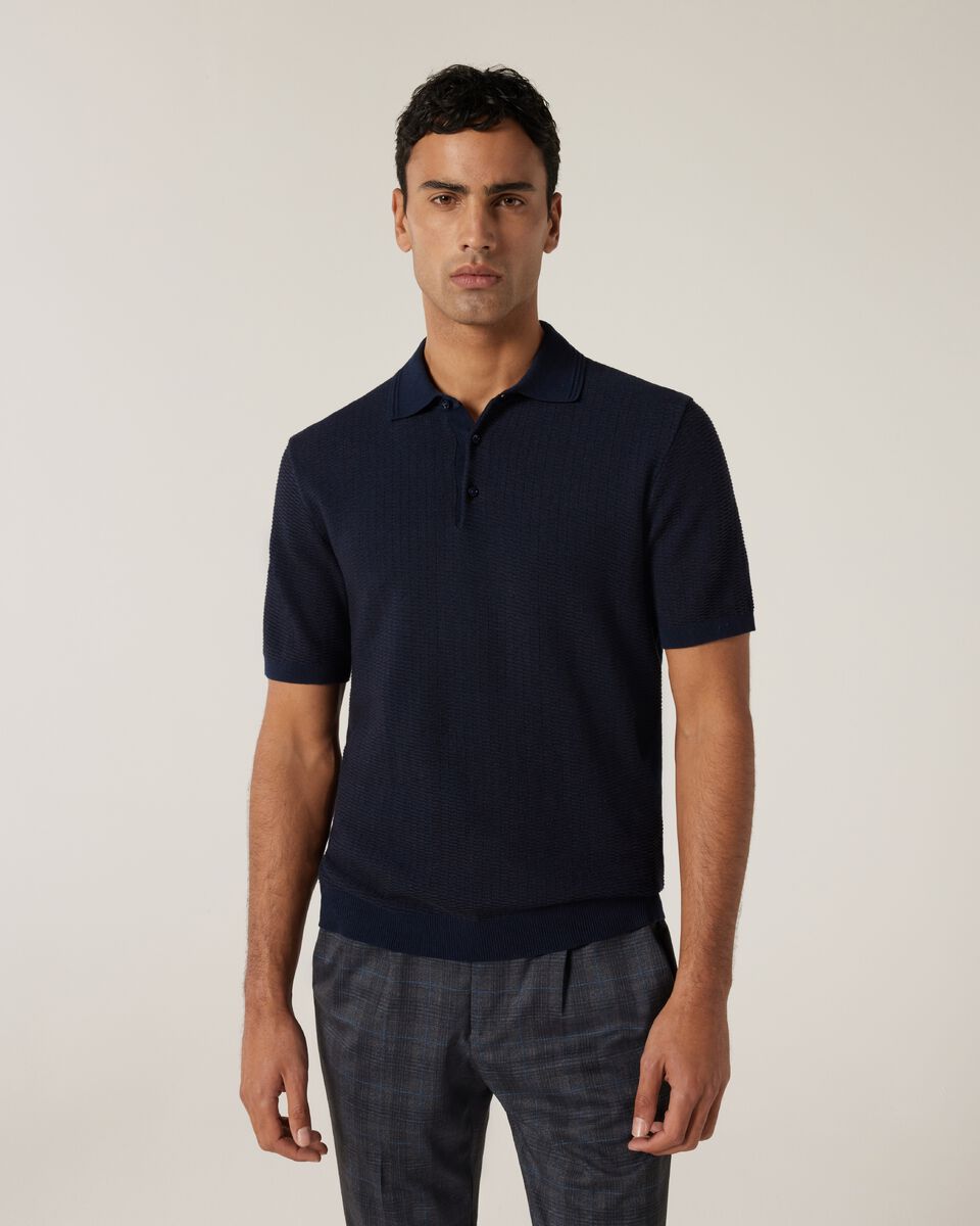 Fashion Polo Knit, Navy, hi-res